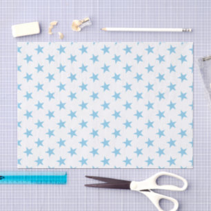 Papel De Seda Branco com estrelas azuis