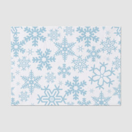 Papel De Seda BRANCO COM FLocos DE NEVE DE INVERNO AZUIS