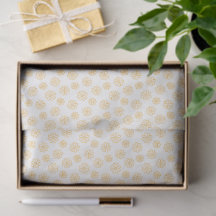 Papel de Seda Branco com Margaridas Amarelas