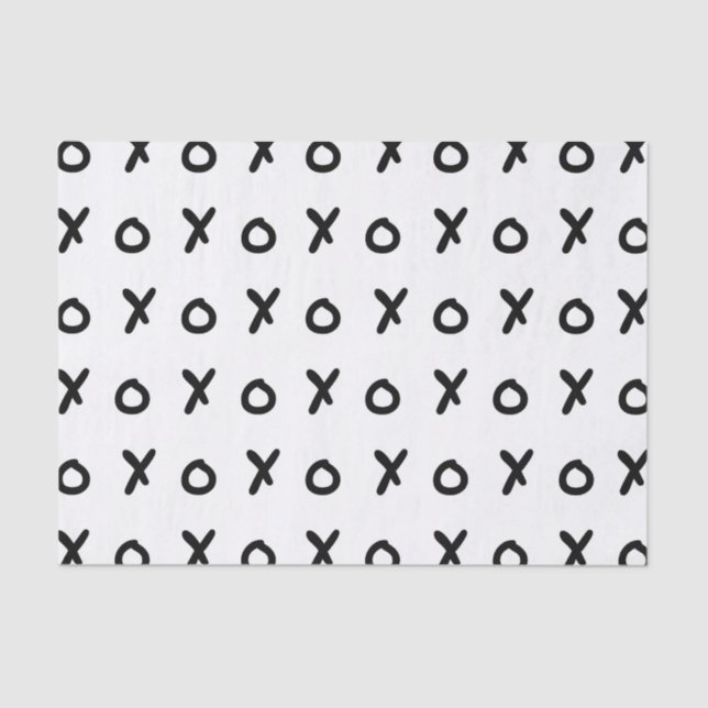 Papel De Seda Branco & Preto X O XO X&O's Moda Fofa (Frente )