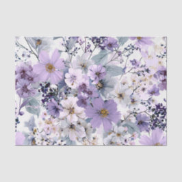 Papel De Seda Branco Rústico Lilás Floral Boho Vintage