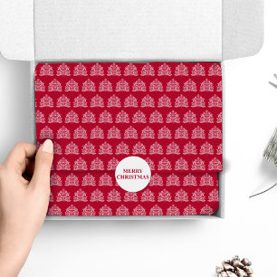 Papel De Seda Branco sobre a Árvore Nórdica de Natal Vermelha Es