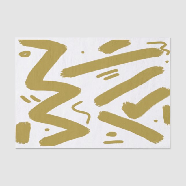 Papel De Seda Branco Tribal e Dourado (Frente )