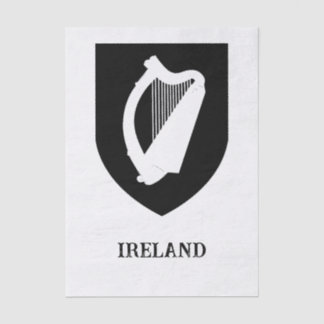 Papel De Seda Brasão de Armas Irlandês Arte Minimalista Preto e