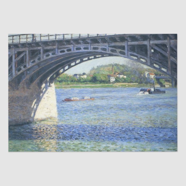 Papel De Seda Bridge at Argenteuil (por Gustave Caillebotte) (Frente )