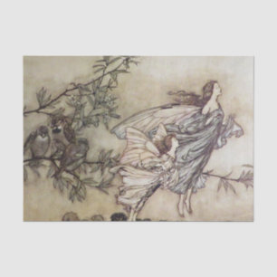 Papel De Seda “Briga de Fadas com os Pássaros” por Arthur Rackha