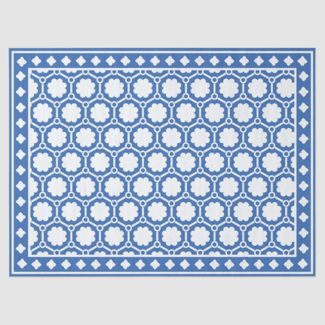 Papel De Seda Bright Blue Modern Bone Inlay Decoupage Paper (Frente )