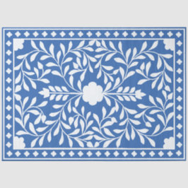 Papel De Seda Bright Blue Traditional Bone Inlay Decoupage Paper