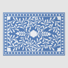 Papel De Seda Bright Blue Traditional Bone Inlay Decoupage Paper