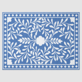 Papel De Seda Bright Blue Traditional Bone Inlay Decoupage Paper