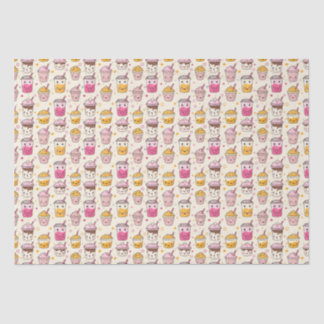 Papel De Seda Bright Boba Tea Pattern