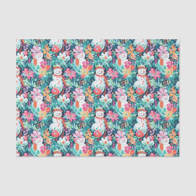 Papel De Seda Bright Palm Beach Christmas Snowman (Frente )