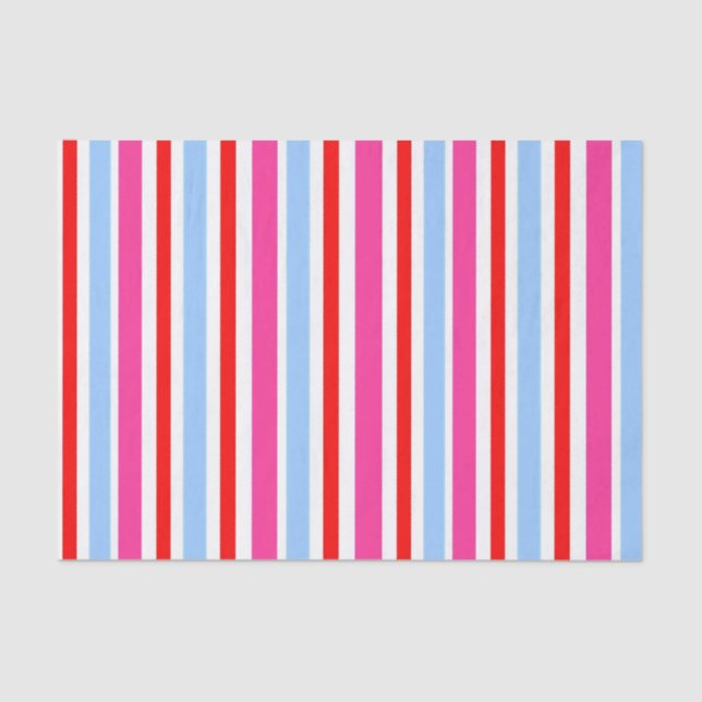 Papel De Seda Bright Red and Blue Candy Stripes (Frente )