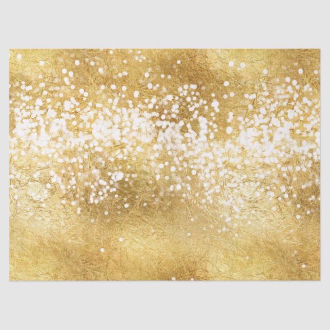 Papel De Seda Brilho branco Dourado da faísca (Frente )