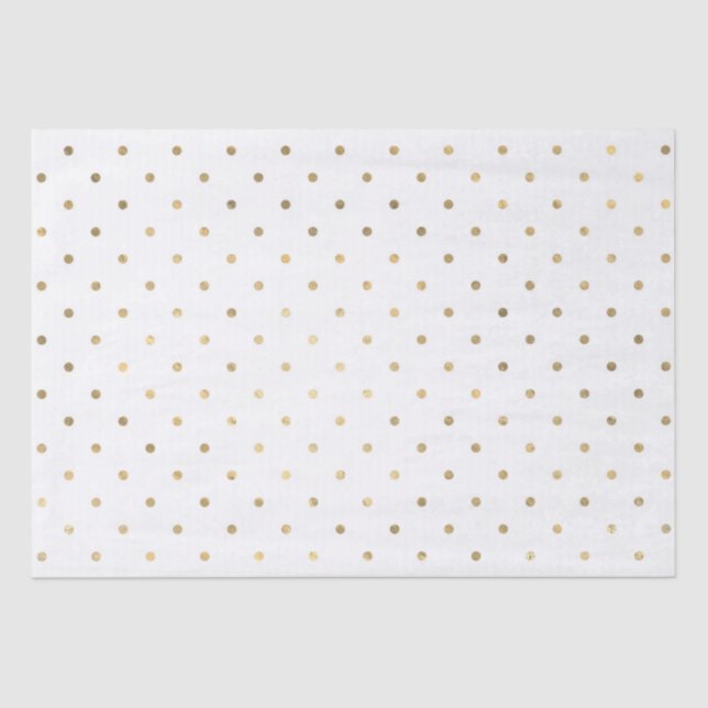 Papel De Seda Brilho Branco e Dourado Bolinhas (Frente )