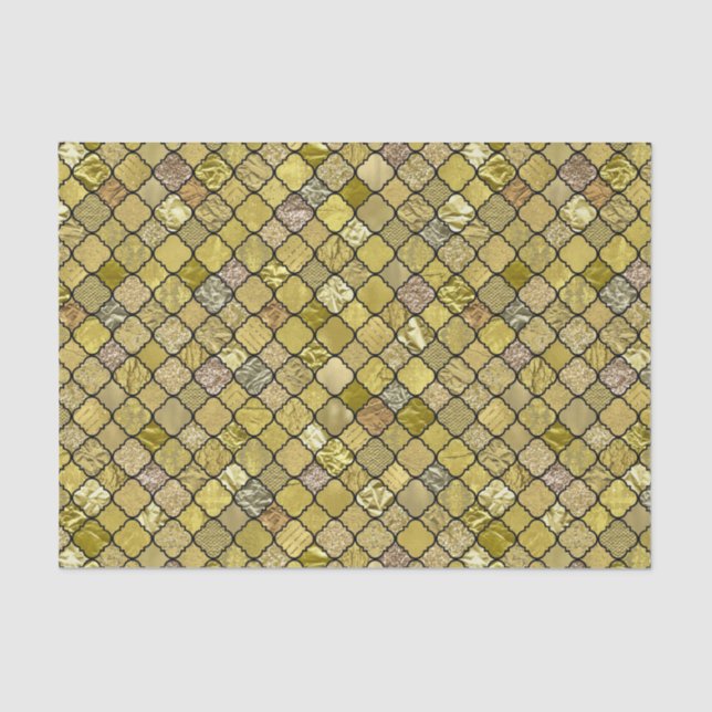 Papel De Seda Brilho Dourado da folha de Quatrefoil (Frente )