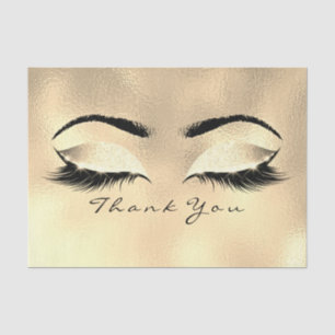Papel De Seda Brilho Dourado Obrigado Olhos Lashes