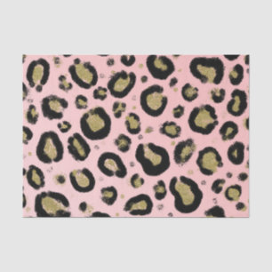 Papel De Seda Brilho Dourado Rosa & Estampa de Leopardo Cheetah
