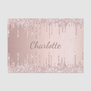 Papel De Seda Brilho em ouro rosado com monograma feminino cor-d