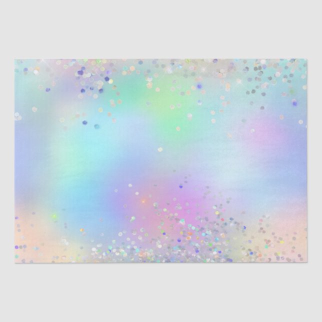 Papel De Seda Brilho Holográfico e Folha Iridescente Arco-íris (Frente )
