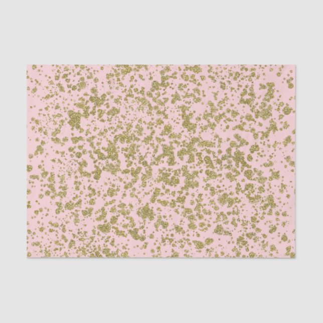 Papel De Seda Brilho Rosa e Dourado Glamour Moderno Feminino (Frente )
