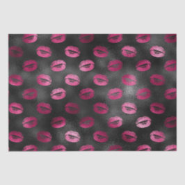 Papel De Seda Brilho Rosa e Preto Glam Lábios Impressão