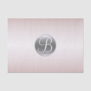 Papel De Seda Brilho Rosa Elegante Monograma Letra Inicial
