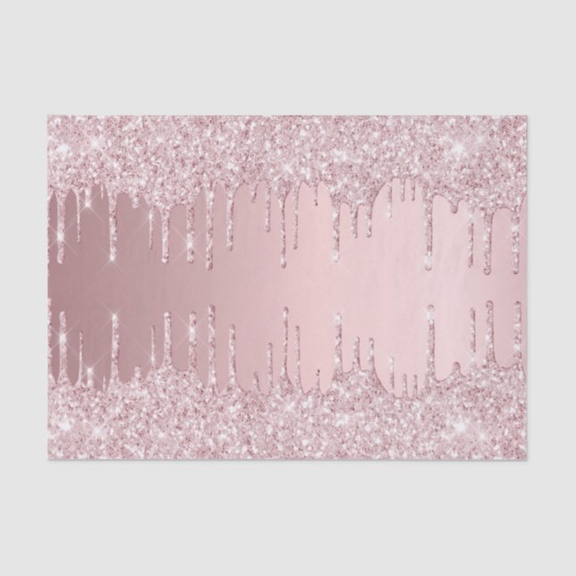 Papel De Seda Brilho rosa glitter pinga luxo feminino (Frente )