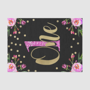 Papel De Seda Brilho Rosa UM Festa de Aniversário de 1 Ano com F