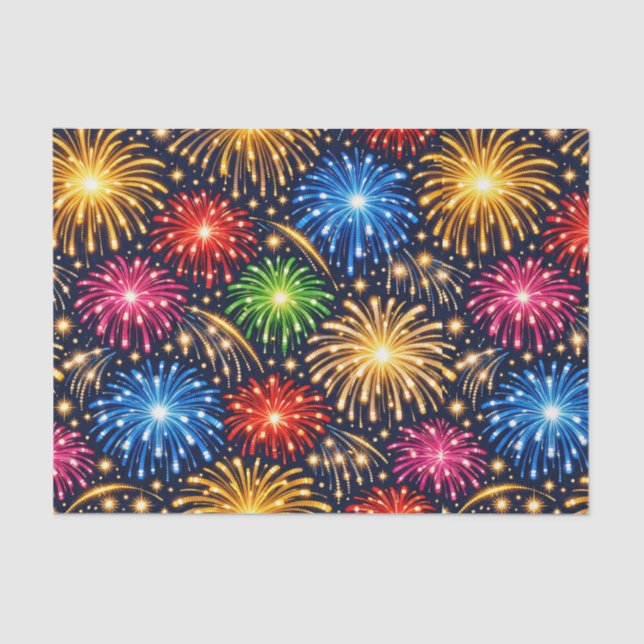 Papel De Seda Brilliant Midnight Fireworks Pattern (Frente )