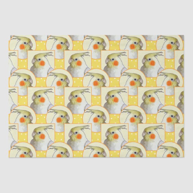 Papel De Seda Brincadeira Cockatiel Feliz Pássaro Amarelo Divers (Frente )