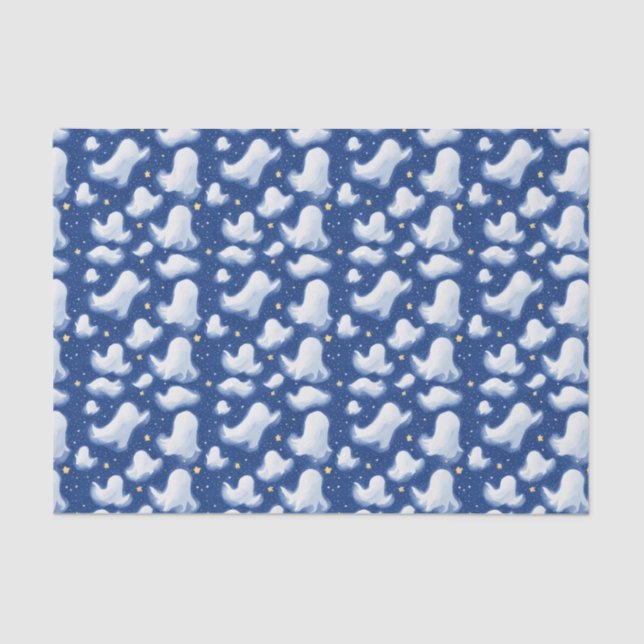 Papel De Seda Brincadeira Fantasma Azul Céu Azul Estrelas Noturn (Frente )