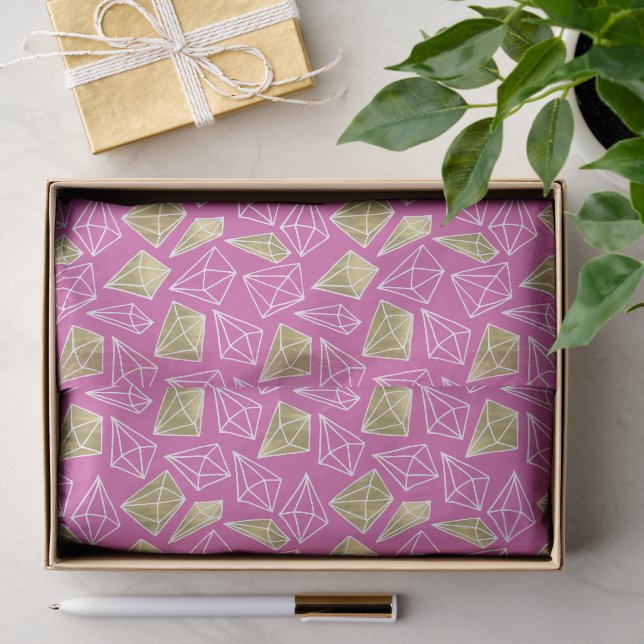 Papel De Seda Brincadeiras de Diamantes Dourados Rosa-Chic Anive (Presente)