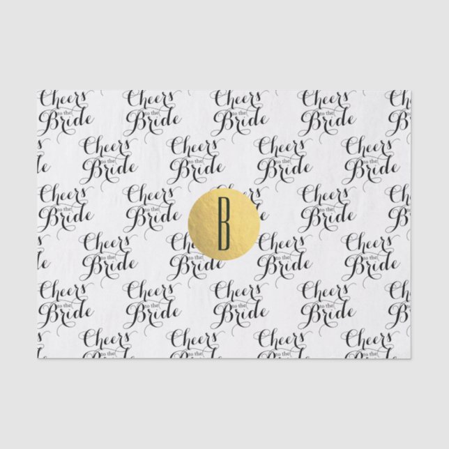 Papel De Seda Brinde à Noiva com Monograma Personalizado para Ch (Frente )