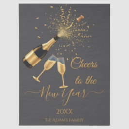 Papel De Seda Brinde de Champanhe Dourado Ano Novo