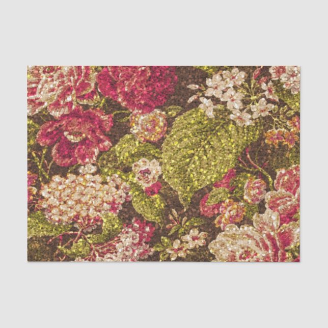 Papel De Seda Brocado floral do efeito da faísca (Frente )