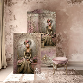 Papel De Seda Bronze Blush Victorian Woman Portrait Art 