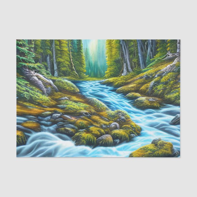 Papel De Seda Brook de borbulhamento de natureza mágica (Frente )
