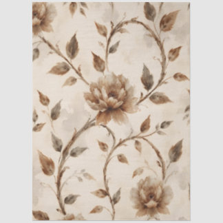 Papel De Seda Brown And Gray Floral Design