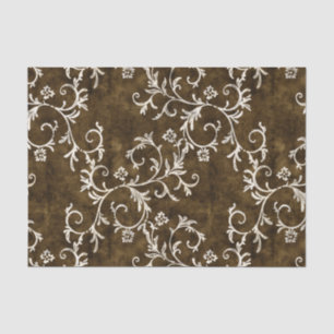 Papel De Seda Brown e damasco branco