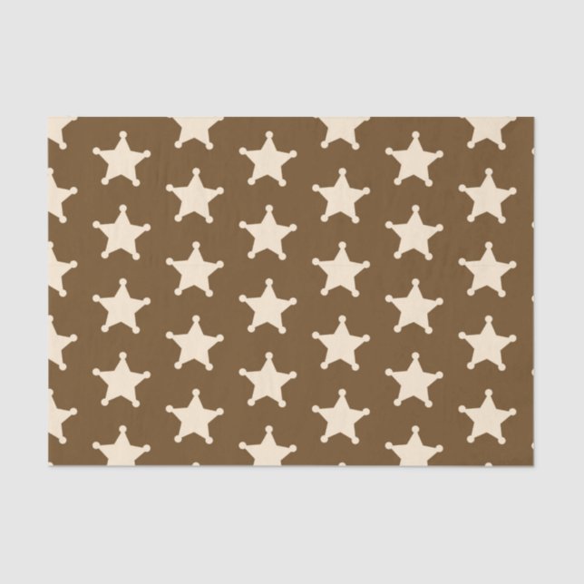 Papel De Seda Brown White Sheriff Cowboy Stars Rustic Farmer (Frente )