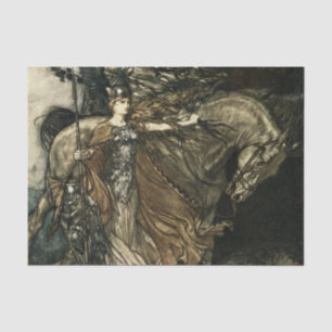 Papel De Seda “Brunhilde Com Seu Cavalo” por Arthur Rackham