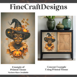 Papel De Seda Bruxa Afro-Americana Steampunk F6L Decoupage