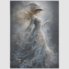 Papel De Seda Bruxa Branca Fantasia Gótica para Decoupage