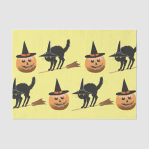 Papel De Seda bruxa-de-abóbora, bruxa-gato-negra