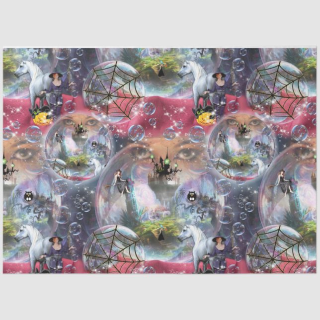 Papel De Seda Bruxa de Halloween de Crystal Ball (Frente )