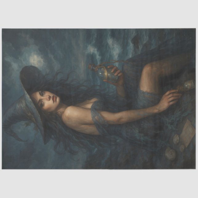 Papel De Seda Bruxa do Mar de Tempestade com Desnute Escuro de P (Frente )