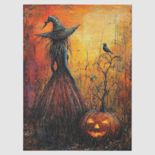 Papel De Seda Bruxa Má e Seu Decoupage de Abóbora de Halloween