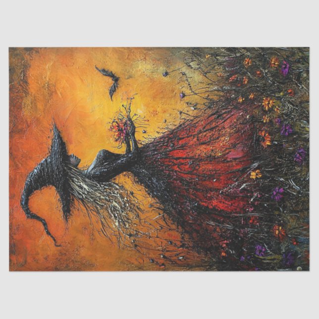 Papel De Seda Bruxa Má em Vermelho com a Desnuvem do Bat (Frente )