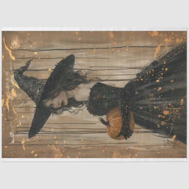 Papel De Seda Bruxa segurando uma página de dissociação de abóbo (Frente )